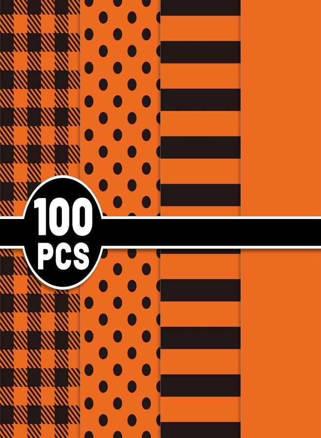 Whaline 100 Sheet Fall Tissue Paper 4 Design Orange Black Plaid Stripe Polka Dots Wrap Tissue Paper Autumn Gift Wrapping Accessory for Fall Celebrating Birthday Gift Packing DIY Craft, 13.8 x 19.7In - Image 3